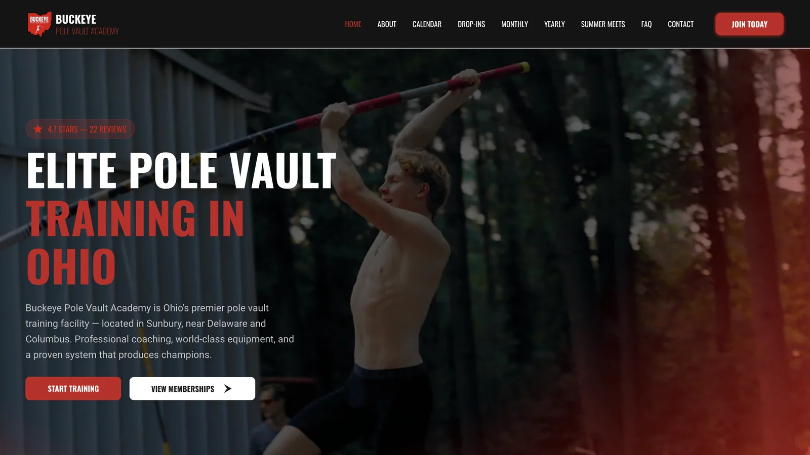 Buckeye Pole Vault Academy website