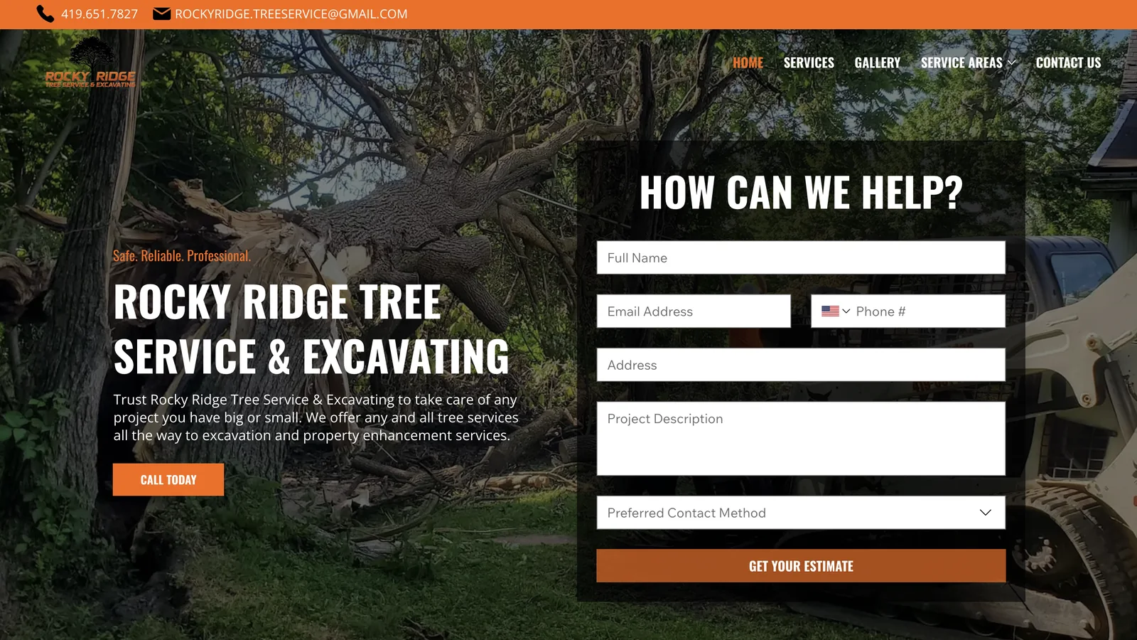 Rocky Ridge Tree Service website on laptop and phone